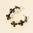 Glitter Black Gold Fleur de Lis Earrings