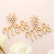 Bridal MRS Rhinestone Sunburst Dangle Earrings