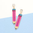 Teacher School Pencil Rhinestone Enamel Earrings