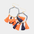 Orange & Blue Beaded Tassel Gameday Earrings