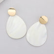 Metal Disc Mother of Pearl Shell Teardrop Earrings