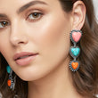 Hearts of 3 Western Stone Earrings