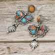 Silver Butterfly Western Stone Necklace Earrings SET