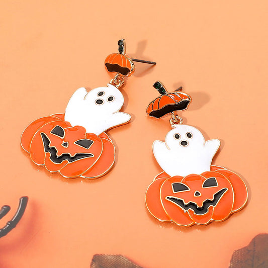 Pumpkin Pop Ghost Halloween Fun Earrings