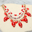 Red White Football Beaded Charm Necklace
