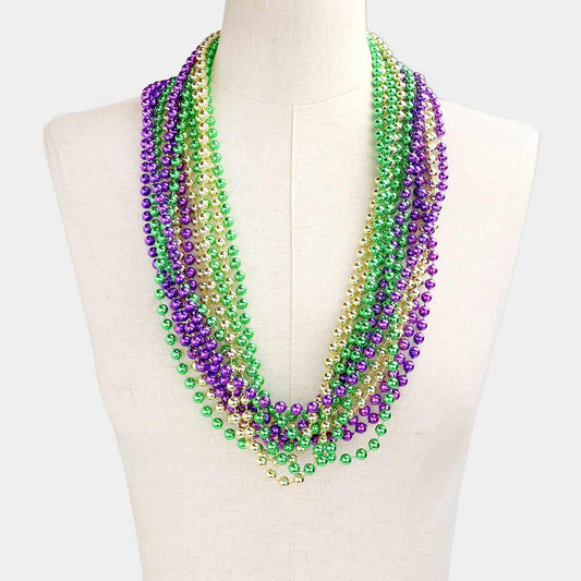 Mardi Gras 12PC Beaded Long Necklace SET