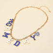 Blue White Football GAMEDAY Word Charm Necklace