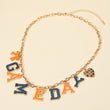 Blue Orange Football GAMEDAY Word Charm Necklace