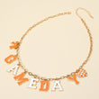 Orange White Football GAMEDAY Word Charm Necklace