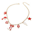 Red & White Western Theme Football Charm Necklace