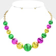 Mardi Gras Ball Bead Necklace & Earrings SET