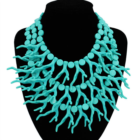 Coastal Coral Crush Statement Necklace