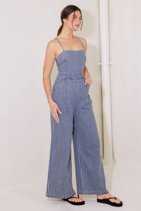BEGIN AGAIN BLUE DENIM JUMPSUIT