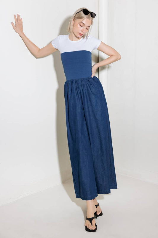 WALK EASY IN COMBO DENIM PANTS JUMPSUIT