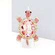 Crystal Rhinestone Pink Green Turtle Stretch Ring
