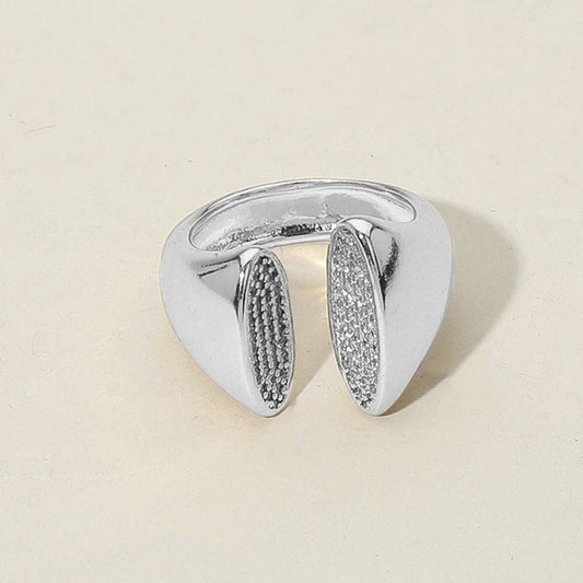 Sideways Silver Crystal Statement Ring