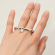 14K Gold Sterling Silver Pearl Two-Finger Ring