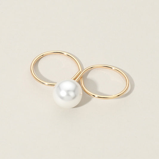 14K Gold Dipped Pearl Two Finger Ring