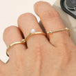 3PC Silver Gold Dipped Pearl Minimalist Ring Set