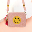 Seed Beaded Smiley Face Emoji Crossbody Tassel Box Bag