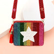 Seed Beaded Rainbow Star Crossbody Tassel Box Bag