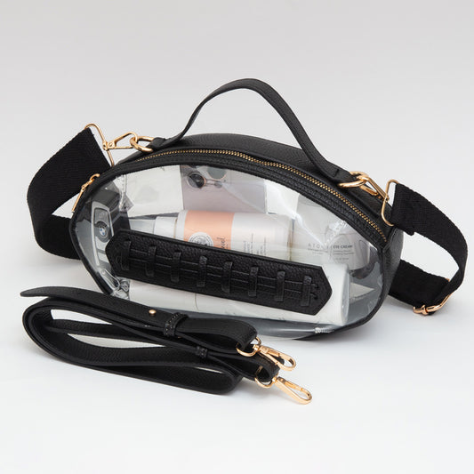 Black Football Shaped Transparent Crossbody Bag