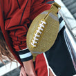 Gold Sparkle Football Shape Fanny Pack Sling Bag