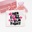 Her Fight Is Our Fight Beaded Pink Ribbon Cancer Mini Pouch Bag