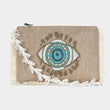 Evil Eye Seed Beaded Fringe Trim Crossbody Handbag