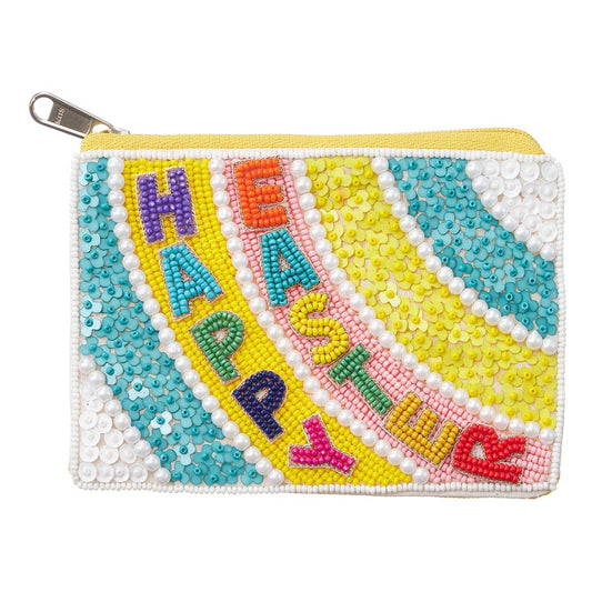 HAPPY EASTER Seed Beaded Mini Pouch Bag