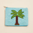 Tropical Palm Tree Beaded Mini Pouch Bag