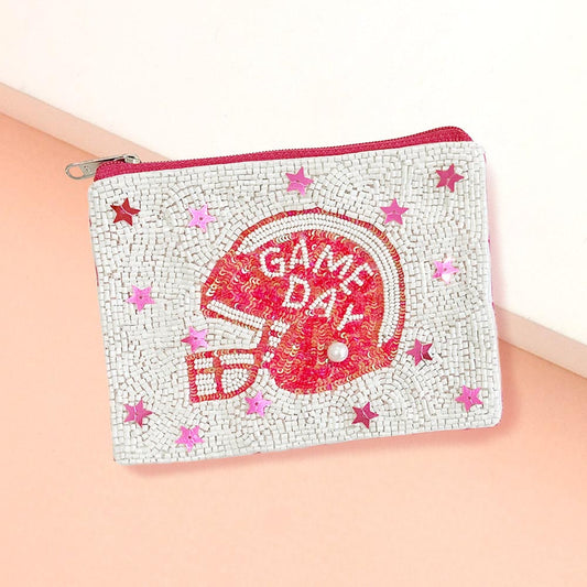 Football Sequin GAMEDAY Beaded Mini Pouch Bag