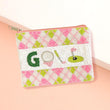 Golf Pattern Seed Beaded Pink Mini Pouch Bag