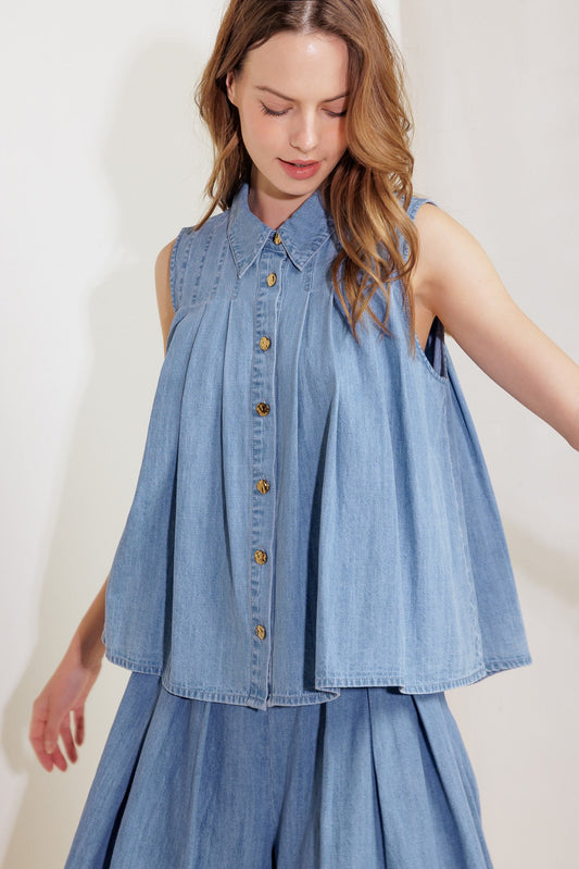 SERENITY HILL CHAMBRAY DENIM TOP