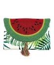 Watermelon Botanical Beaded Crossbody Clutch Tassel Handbag