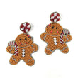 Gingerbread Girl Christmas Seed Beaded Earrings