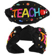 TEACH Black Beaded Crystal Top Knot Headband