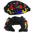 TEACHER ABC Black Beaded Crystal Top Knot Headband
