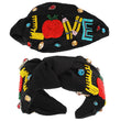 TEACHER LOVE Black Beaded Crystal Top Knot Headband
