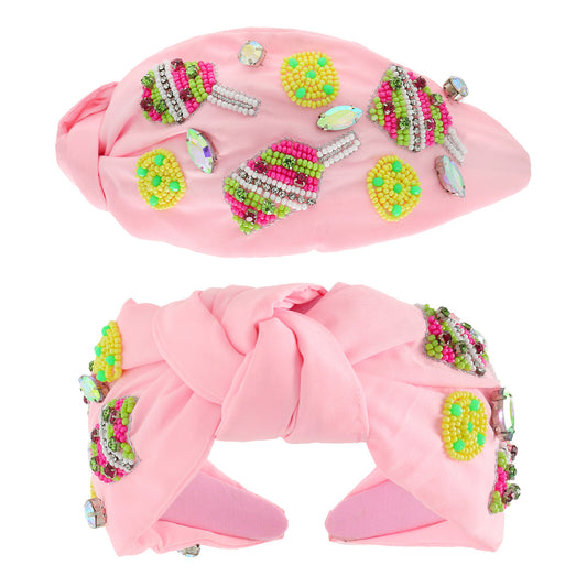 Pickleball Crystal Seed Bead Boho Fabric Headband