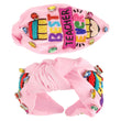 Best Teacher Pink Beaded Crystal Top Knot Headband
