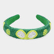 Pickleball Green Seed Beaded Headband