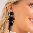 Halloween Spider Web Beaded Fur Pom-Pom Earrings