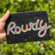ROWDY Black Seed Beaded Storage Money Coin Pouch