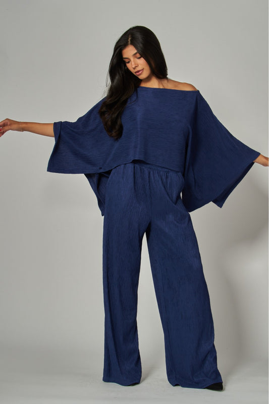 LEISURELY LUXE PANTS SET IN NAVY