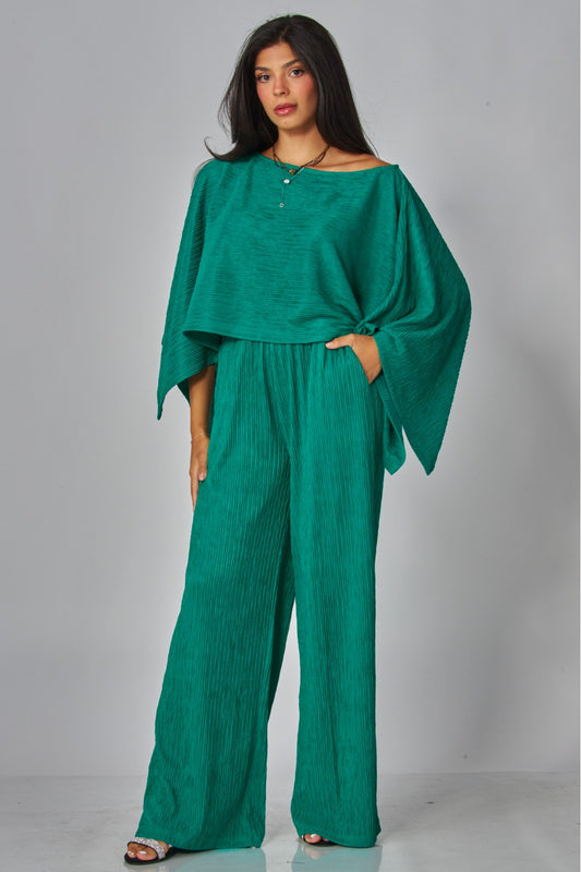 LEISURELY LUXE PANTS SET IN TURQUOISE