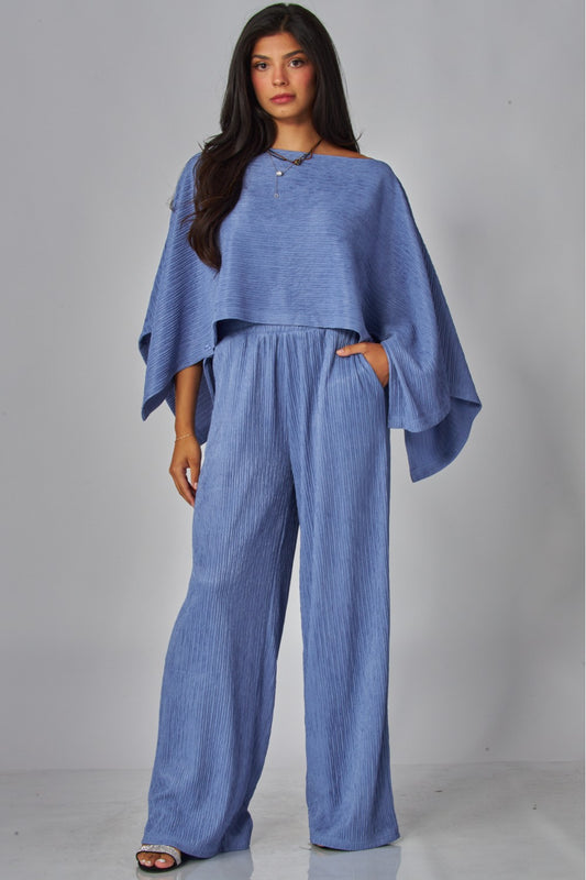 LEISURELY LUXE PANTS SET IN BLUE