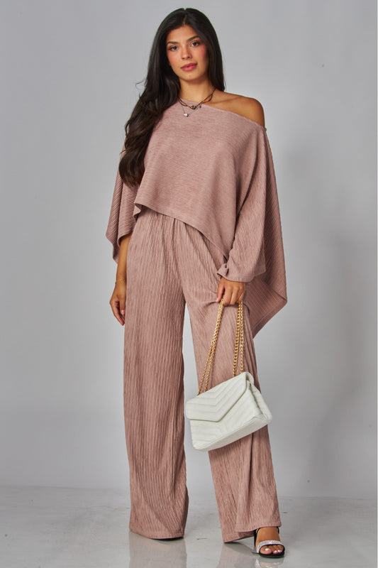 LEISURELY LUXE PANTS SET IN MOCHA