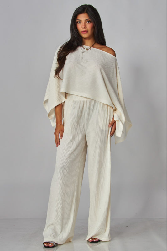 LEISURELY LUXE PANTS SET IN IVORY