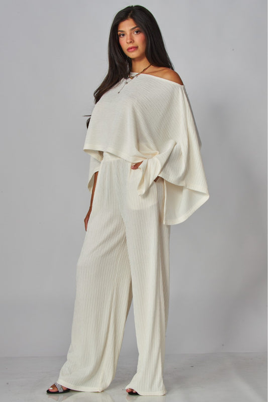 LEISURELY LUXE PANTS SET IN IVORY